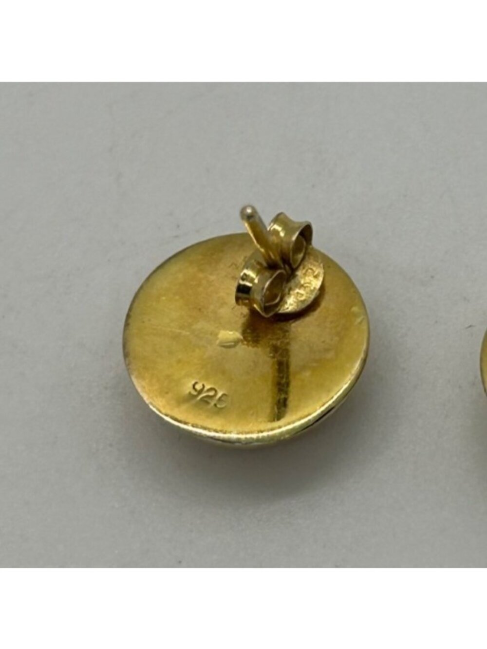 Gold Vermeil Over Sterling Silver Puffy Round Earrings 925 For Women Vintage REA - Picture 6 of 7